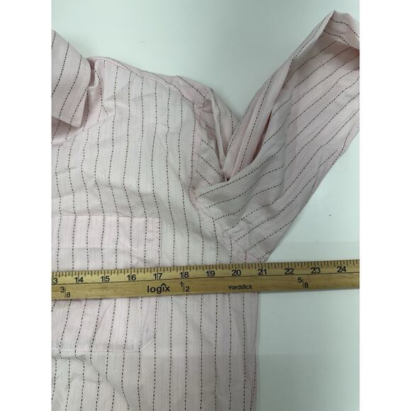 Sam Surin Mens New Royal Fashions Button-Down Shirt Pink Striped Long Sleeve - Picture 8 of 11